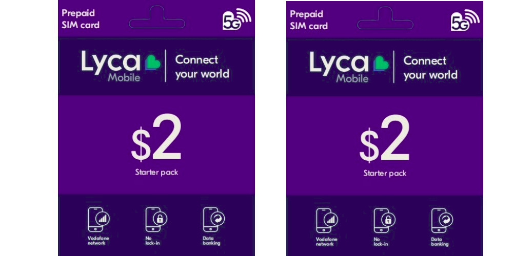 Qty 2 Lyca Mobile Prepaid 4G SIM Card Australian $2 Starter Kit Triple Cut Size