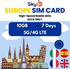 Europe Travel Data eSIM / 30+ Countries, Vodafone/EE/Orange, 7days – 30days