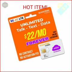 SpeedTalk Mobile Pre-Paid eSIM and SIM Card Starter Kit – No Contract Wireless $