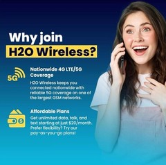 H2O Wireless SIM Card 3 in 1 Standard / Micro/ Nano Sizes Select Your Plan