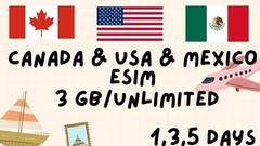 Canada + USA + Mexico eSIM – 3 GB /Day Unlimited – 1/3/5 Days / Openmobile