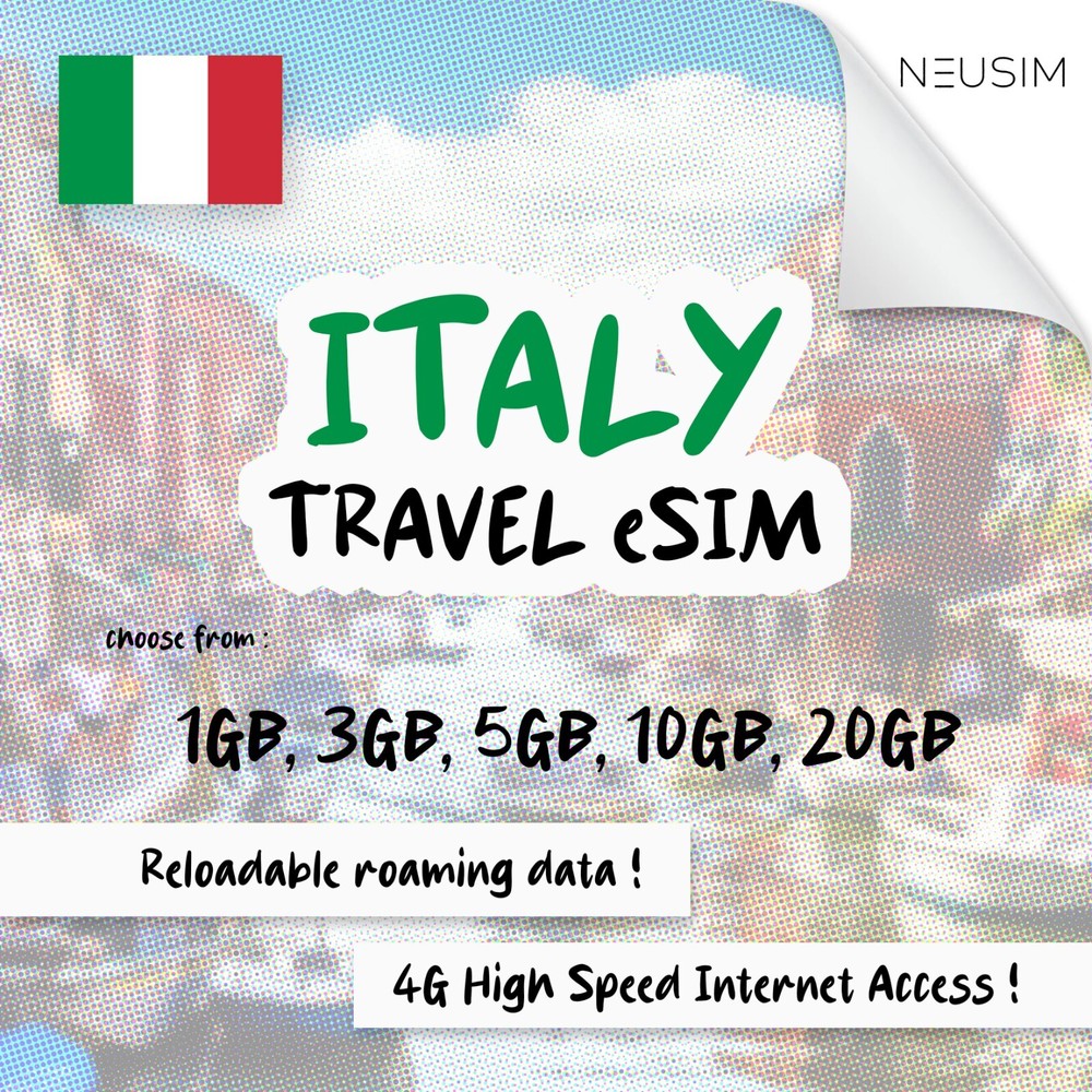 NeuSIM Italy eSIM 5-20GB Data | Same Day DELIVERY!