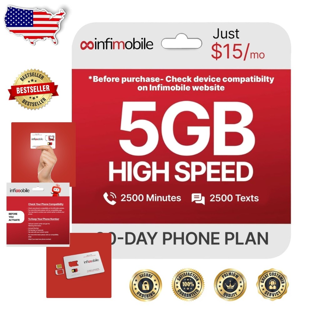 Infimobile Prepaid Plan 3 5GB Data 2500 Min Text No Activation Fee