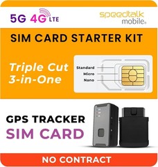 SpeedTalk Mobile GPS Tracker SIM Card Starter Kit | 3 in 1 Universal…