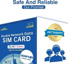 Prepaid 4G LTE Cellular SIM Card Supports AT&T, T-Mobile Dual Networks