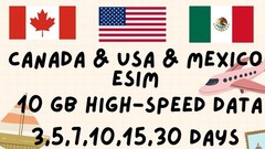 Canada + USA + Mexico eSIM – 10 GB Data Plan – 3/5/7/10/15/30 Days / Openmobile