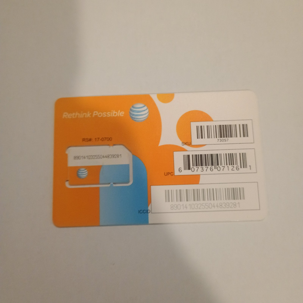 New AT&T Full Size SIM Card CLEAN SKU# 73057 – CLEAN – Fits all brands