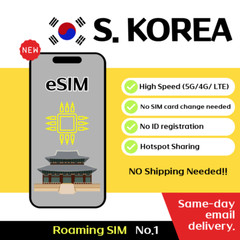South Korea Travel eSIM – 7 / 15 / 20 / 30 Days Unlimited
