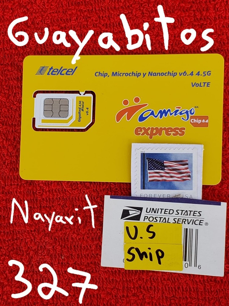 Telcel Mexico GUAYABITOS NAYARIT LADA 327 Prepaid SIM Card (NO TRACKING NUMBER)