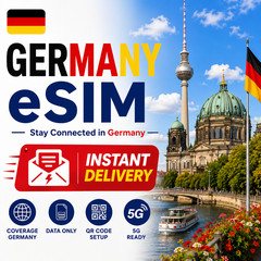 Germany eSIM | 3GB 5GB 10GB 20GB | Data Plan |30 Days | Instant Delivery