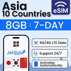 Asia eSIM Data Only 7 Days/8GB High-Speed Data