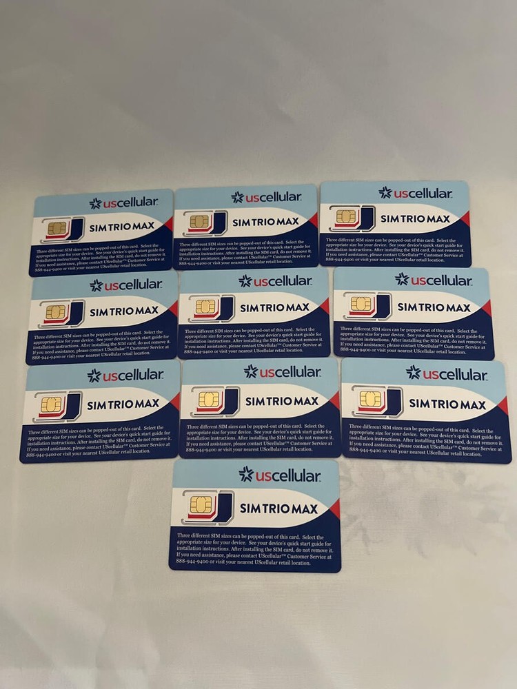 10 New US Cellular SIM Card SIM Trio Max Mini, Micro, Nano options