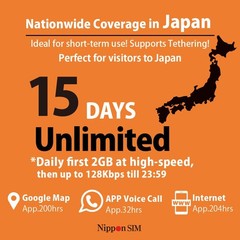 Japan eSIM 15 Days Data Only 2GB Daily High-Speed 4G LTE Unlimited Reduced Speed