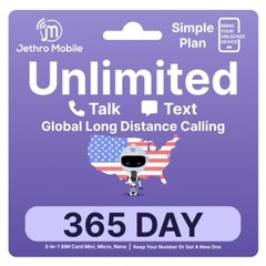 $6.25/Mo Jethro Mobile Sim Card Basic 12 Month Plan – Unlimited Talk & Text