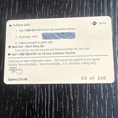 Sprint $50 Prepaid Calling Card Marshall Faulk Collectible Expires 3/31/96