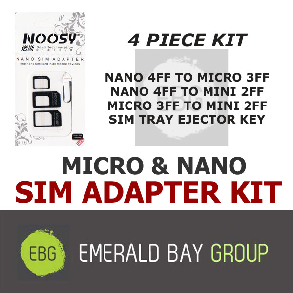 LOT of 10 SIM Card Adapter Kits • MICRO + NANO SIM Size plus SIM Eject Pin • NEW