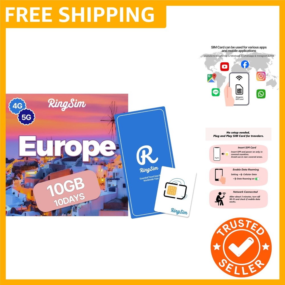 SIM kit] SIM Card | 10DAYS 10GB | UK, France, Italy, Spain, | Prepaid SIM C…