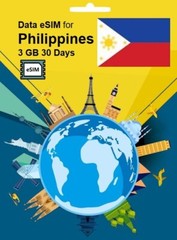 SALE! Philippines Travel SIM Card DATA eSIM 3GB 30Days QR Code 1 Day Delivery