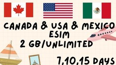 Canada + USA + Mexico eSIM – 2 GB /Day Unlimited – 7/10/15 Days / Openmobile