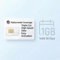 Data Only SIM Card, 1GB, 30 Days, 5G 4G LTE, Triple Cut, Unlocked Phones