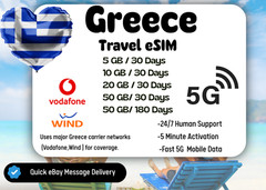 [eSIM]Greece Travel eSIM,5-50GB,30-180Days,QR Code,Same Day Delivery,Easy Setup