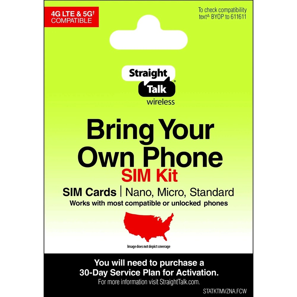 Straight Talk Keep Your Own Phone SIM Kit, No Airtime – Prepaid