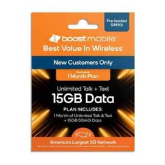 Boost Mobile Preloaded SIM Card (15GB) – 1 Month