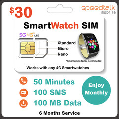 Speedtalk Mobile Smartwatch SIM Card Kit 5G 4G LTE Senior & Kids Smart Watches