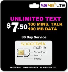 SpeedTalk Preloaded SIM Card Kit Unlimited Talk Text Data 5G 4G LTE