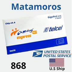 Telcel Mexico MATAMOROS TAMAULIPAS SIM Card PRE PAID PRE- ACTIVATED