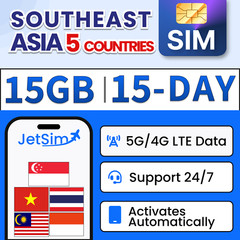 JetSIM Thailand, Vietnam, Singapore, & more High-Speed Data (15 Days)