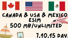Canada + USA + Mexico eSIM – 500MB/Day Unlimited – 7/10/15 Days / Openmobile