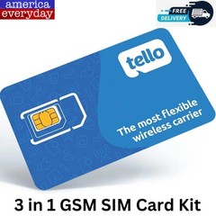 U54746 Tello Mobile Bring Your Own Phone 3 in 1 GSM SIM Card Kit G1N