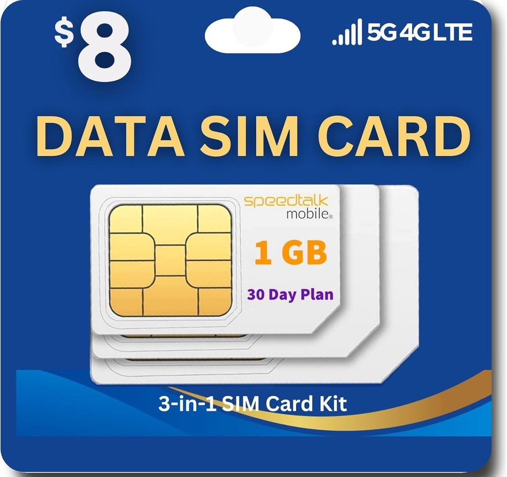SpeedTalk Hotspot WiFi MiFi Internet 5G 4G LTE Data SIM Card 1GB (US) | Roaming