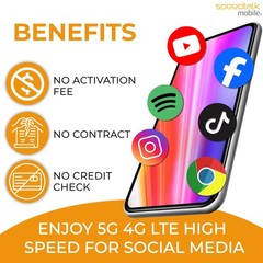SpeedTalk Pre-Paid SIM Starter Kit 5G/4G LTE – Tarjeta SIM Prepago,iOS y Android