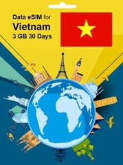 SALE! Vietnam Travel SIM Card DATA eSIM 3GB 30Days QR Code 1 Day Delivery