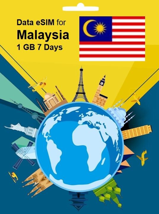 SALE! Malaysia Travel SIM Card DATA eSIM 1GB 7Days QR Code 1 Day Delivery