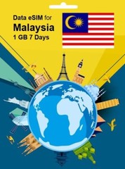 SALE! Malaysia Travel SIM Card DATA eSIM 1GB 7Days QR Code 1 Day Delivery
