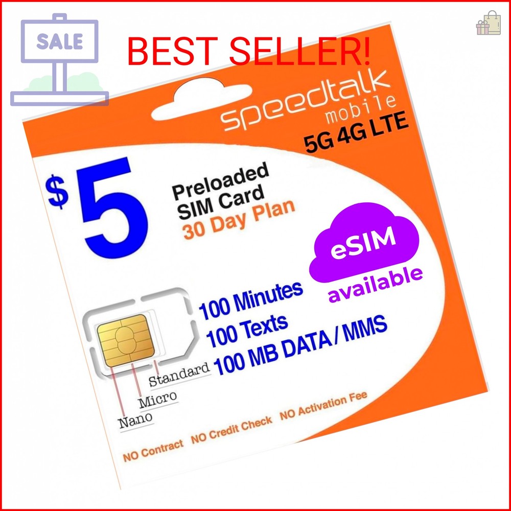 SpeedTalk Mobile $5 Prepaid SIM Card – Top Value Plan for Smartphones & Cellphon
