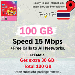 Thailand Prepaid SIM Card True DTAC 6 Months 100GB/Month 15Mbps Unlimited