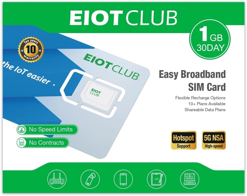 EIOTCLUB Data Only SIM Card – Ideal for Mobile WiFi Hotspots, Routers, USB…
