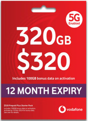 Vodafone $320 Prepaid SIM Card◉320GB Data◉Unlimited Calls◉Startup Pack◉1 Year◉
