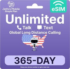 Jethro Mobile – $8.4/month eSIM Card Phone Plan Unlimited Talk & Text (1 Year)