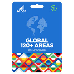 eSIM Global 3/4/5G Virtual 120+ Countries | 10-20Gb | 30-90 Days | Top-Up Qrcode