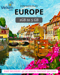 EUROPE eSIM- QR Code Activation | 1GB 30 Days | 4G/5G FAST DELIVERY