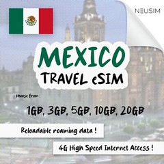 NeuSIM Mexico eSIM 5-20GB Data | Same Day DELIVERY!