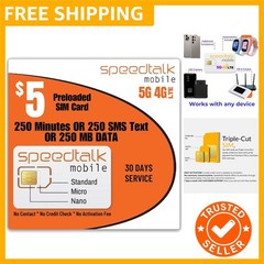 SIM Card Kit for Smart Phones & Cellphones | $5 Monthly Plan – 250 SMS Texts …