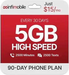 Infimobile Prepaid Plan 3 5GB Data 2500 Min Text No Activation Fee