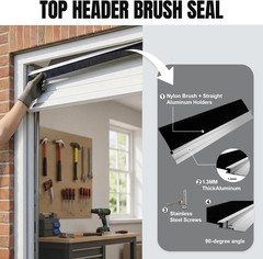 3″ Garage Door Brush Seal Kit, for Roll Up Doors 8 x 8ft, Nylon Brush Aluminum