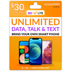 Speedtalk Unlimited SIM Card Kit Talk Text 8GB Data 5G 4G LTE Smart Phone Plan
